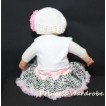 White Baby Pettitop & Light Pink Rosettes with Light Pink Zebra Baby Pettiskirt NG46 