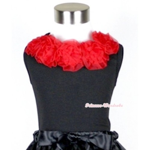 Black Tank Tops with Red Rosettes TB224 