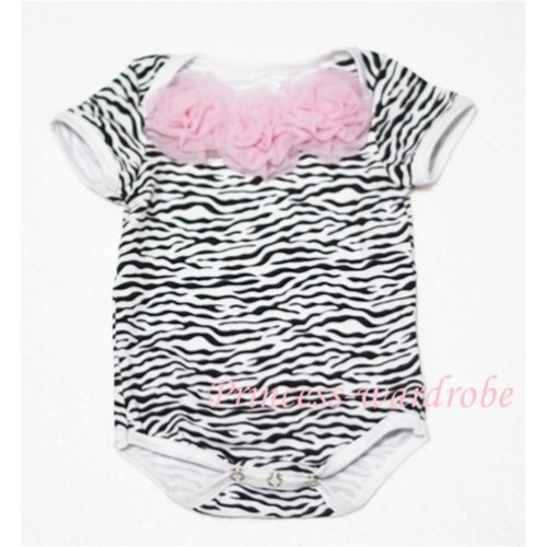 Zebra Print Baby Jumpsuit with Light Pink Rosettes TH01 