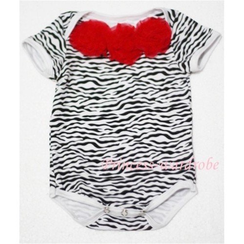 Zebra Print Baby Jumpsuit with Red Rosettes TH03 