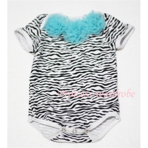 Zebra Print Baby Jumpsuit with Light Blue Rosettes TH05 