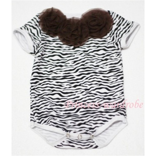 Zebra Print Baby Jumpsuit with Brown Rosettes TH09 