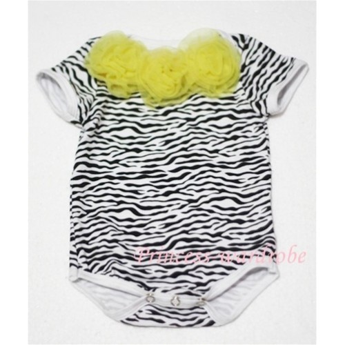 Zebra Print Baby Jumpsuit with Yellow Rosettes TH11 