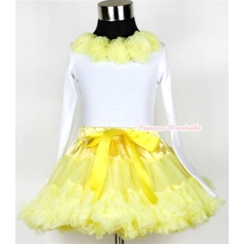 Yellow Pettiskirt Matching White Long Sleeve Top With Yellow Rosettes MW155 