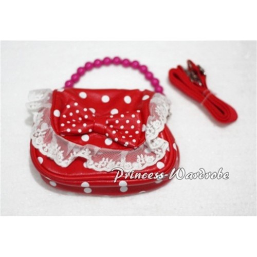 Red White Polka Dots Little Cute Handbag Petti Bag Purse Accessory CB07 