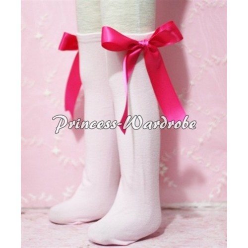 Light Pink Cotton Stocking with Hot Pink Ribbon SK05 