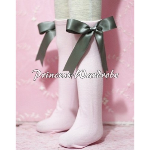 Light Pink Cotton Stocking with Grey Ribbon SK06 