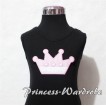 Pink Crown Black Tank Top with Light Pink Ruffles and Light Pink Bows TM152 