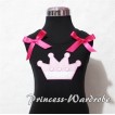 Pink Crown Black Tank Top with Hot Pink Ruffles and Hot Pink Bows TM153 