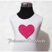 Hot Pink Sweet Heart White Tank Top with Hot Pink Ruffles and Hot Pink Bows TM160 