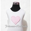 Light Pink Sweet Heart White Tank Top with Light Pink Ruffles and Light Pink Bows TM161 