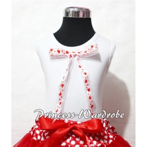 White Pettitop with Cute Sweet Heart Big Bow TM126 