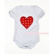 White Baby Jumpsuit with Red White Dots Heart TH85 