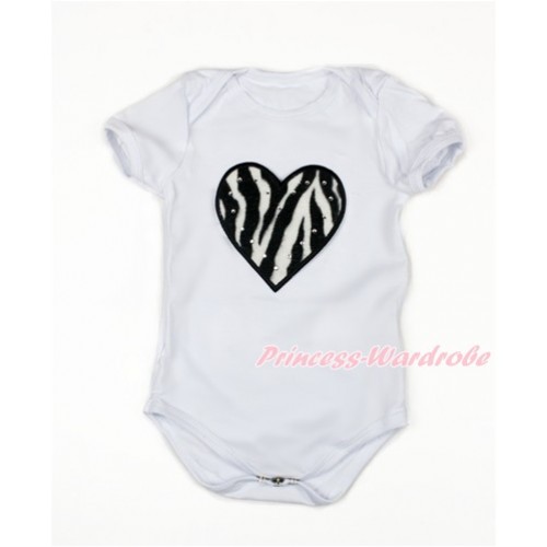 White Baby Jumpsuit with Zebra Heart Print TH84 