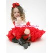 Minnie Dot Waist Pettiskirt with a Bunch of Minnie Red White Rosettes and Red Bow White Tank Top M389 