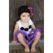 White Baby Pettitop & Black Rosettes with Purple Zebra Baby Pettiskirt NG107 