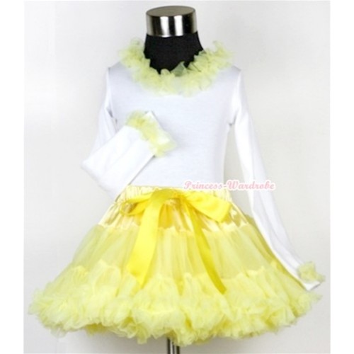 Yellow Pettiskirt with White Long Sleeves Top with Yellow Lacing MW174 