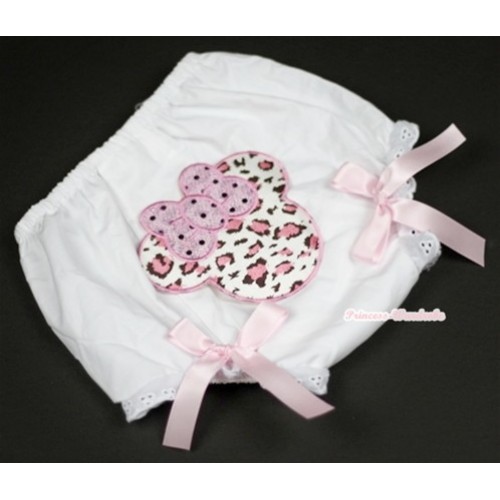 White Bloomer With Light Pink Leopard Minnie Print & Light Pink Bow BL82 