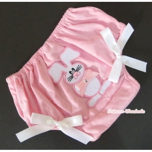 Light Pink Bloomer With Light Pink Bow Bunny Rabbit Print & White Bow BL88 