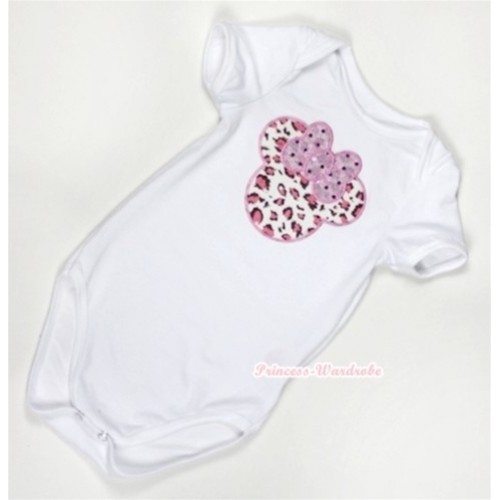 White Baby Jumpsuit with Light Pink Leopard Minnie Print TH287 
