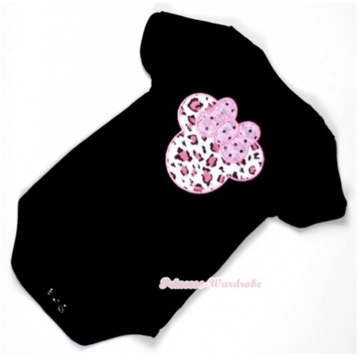 Black Baby Jumpsuit with Light Pink Leopard Minnie Print TH295 