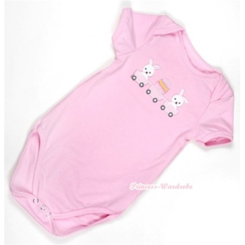 Light Pink Baby Jumpsuit with Bunny Rabbit Egg Print TH304 