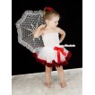 White Crochet Tube Top with White Mix Red Feather Baby Pettiskirt CT508 