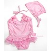 Light Pink Sweet Rosettes Swimming Suit with Swim Cap SW59 