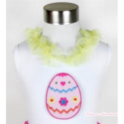 White Tank Tops with Easter Egg Print with Yellow Lacing TB313 