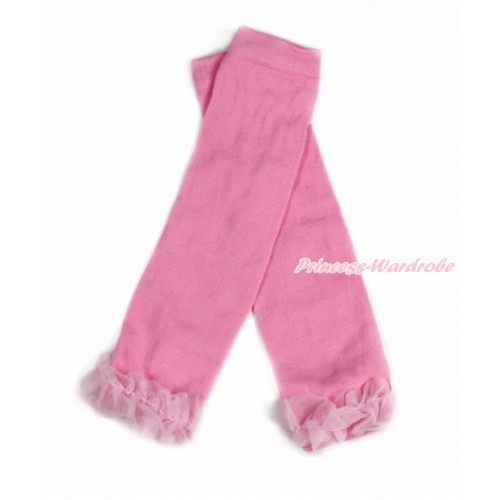 Newborn Baby Light Pink Leg Warmers Leggings With Light Pink Ruffles LG269 