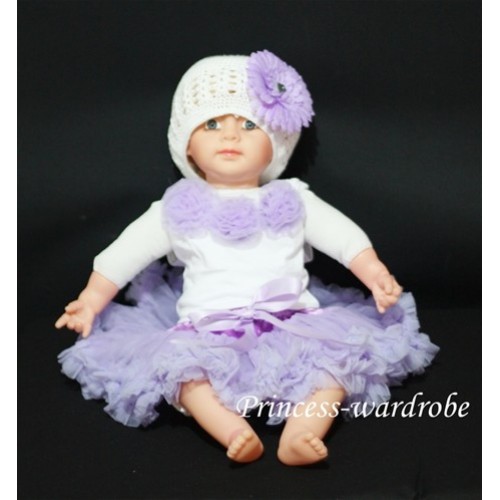 White Baby Pettitop & Lavender with Lavender Baby Pettiskirt NG21 