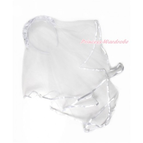 Elegant Pearl Flower Pure White Girl Wedding Bridal Bead Corsage Headband Veil Mask Costume C214 