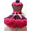 Brown Hot Pink Pettiskirt with Hot Pink Rosettes Brown Tank Top M303 