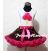 Brown Hot Pink Pettiskirt With Hot Pink Ice Cream White Tank Top and Hot Pink Ruffles Hot Pink Bows ML39 