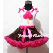 Brown Hot Pink Pettiskirt With Hot Pink Ice Cream White Tank Top and Hot Pink Ruffles Hot Pink Bows ML39 