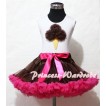 Brown Hot Pink Pettiskirt With Brown Ice Cream White Tank Top and Hot Pink Ruffles Hot Pink Bows ML41 