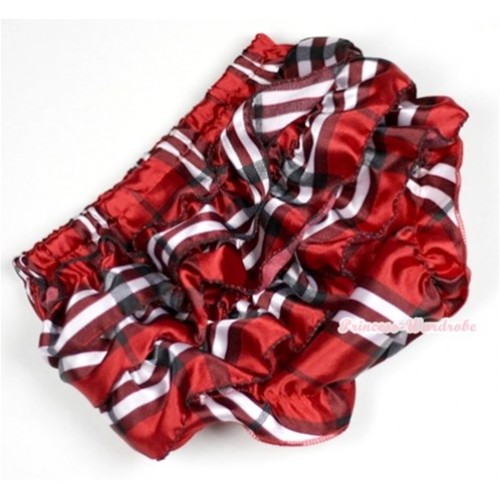 Red Black Checked Satin Layer Panties Bloomers BC129 