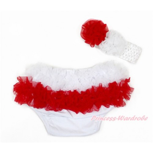 Poland White Red Ruffles World Cup Panties Bloomers & White Headband White Red Rose BA21 