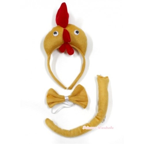 Chicken three-D 3 Piece Set in Ear Headband,Tie,Tail PC021 