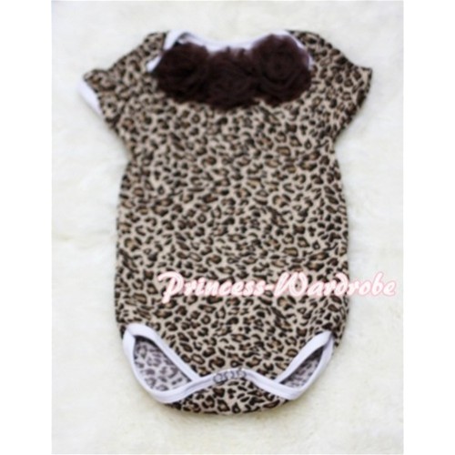 Leopard Print Baby Jumpsuit with Brown Rosettes TH14 