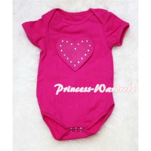 Hot Pink Baby Jumpsuit with Hot Pink Heart Print TH41 