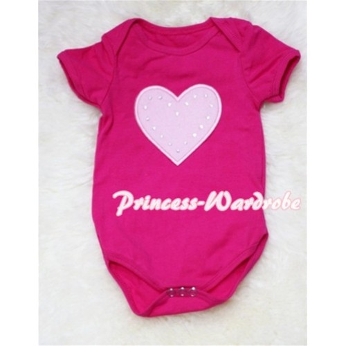 Hot Pink Baby Jumpsuit with Light Pink Heart Print TH39 