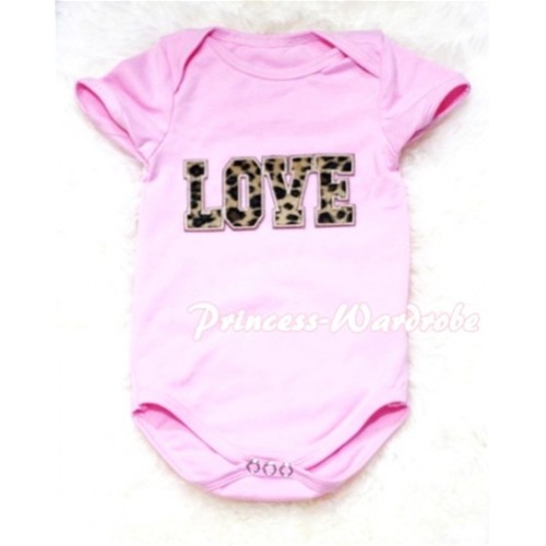 Light Pink Baby Jumpsuit with Leopard Love Print TH58 