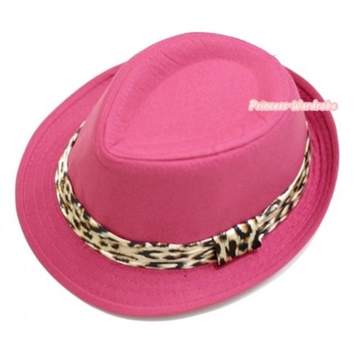 Leopard Lacing Hot Pink Jazz Hat H595 