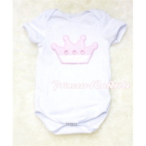 White Baby Jumpsuit with Crown Print TH91 