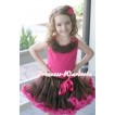 Brown Hot Pink Pettiskirt with Brown Rosettes Hot Pink Tank Top MH34 