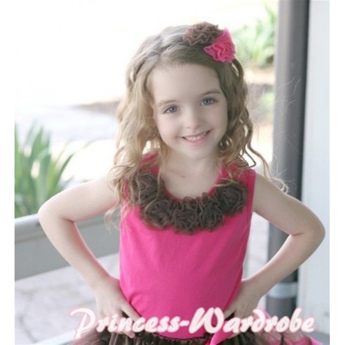 Hot pink Tank Tops with Brown Rosettes tr08 