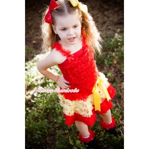 World Cup Red Ruffles Tank Top with Spain Red Yellow Ruffles Pettiskirt MR253 