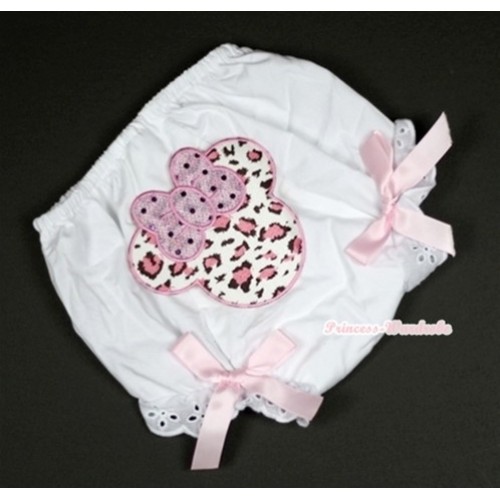 White Bloomer With Light Pink Leopard Minnie Print & Light Pink Bow BL96 