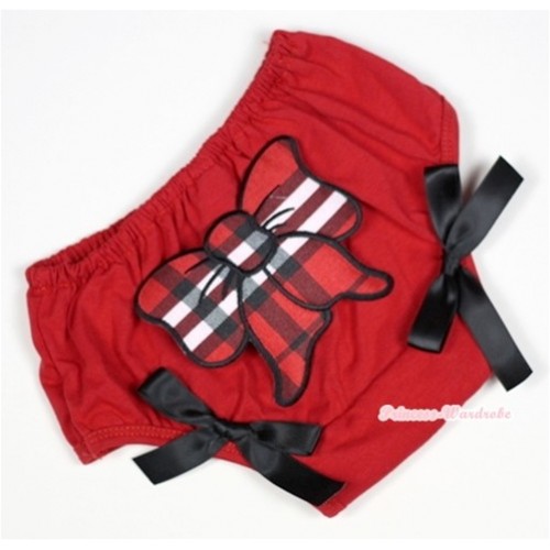 Red Bloomer With Red Black Checked Butterfly Print & Black Bow BL109 